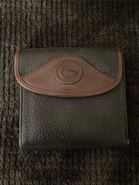 Dooney & Bourke Black and Brown Leather Bifold Wallet